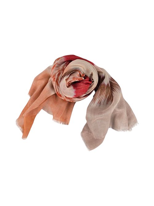 women's coral batik scarf Gaynor Bongard | MIRAORANGE